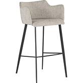 Griffin Bar Stool in Grey Fabric & Cognac Leatherette